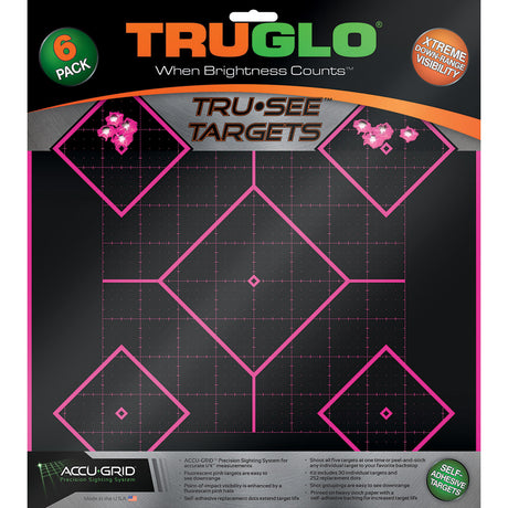 TruGlo TruSee Splatter 5-Diamond Target Pink 12x12 6 pk. | TruGlo