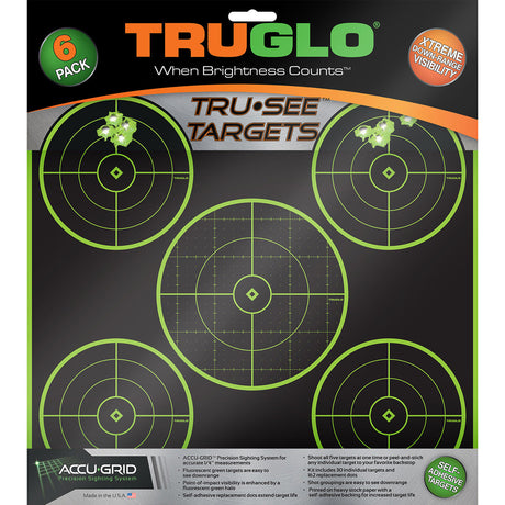 TruGlo TruSee Splatter 5-Bullseye Target Green 12x12 6 pk. | TruGlo